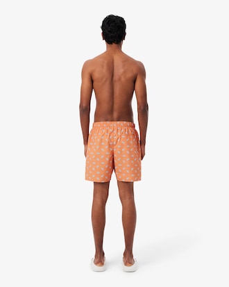 Mid Length Crocodile Print Swim Trunks