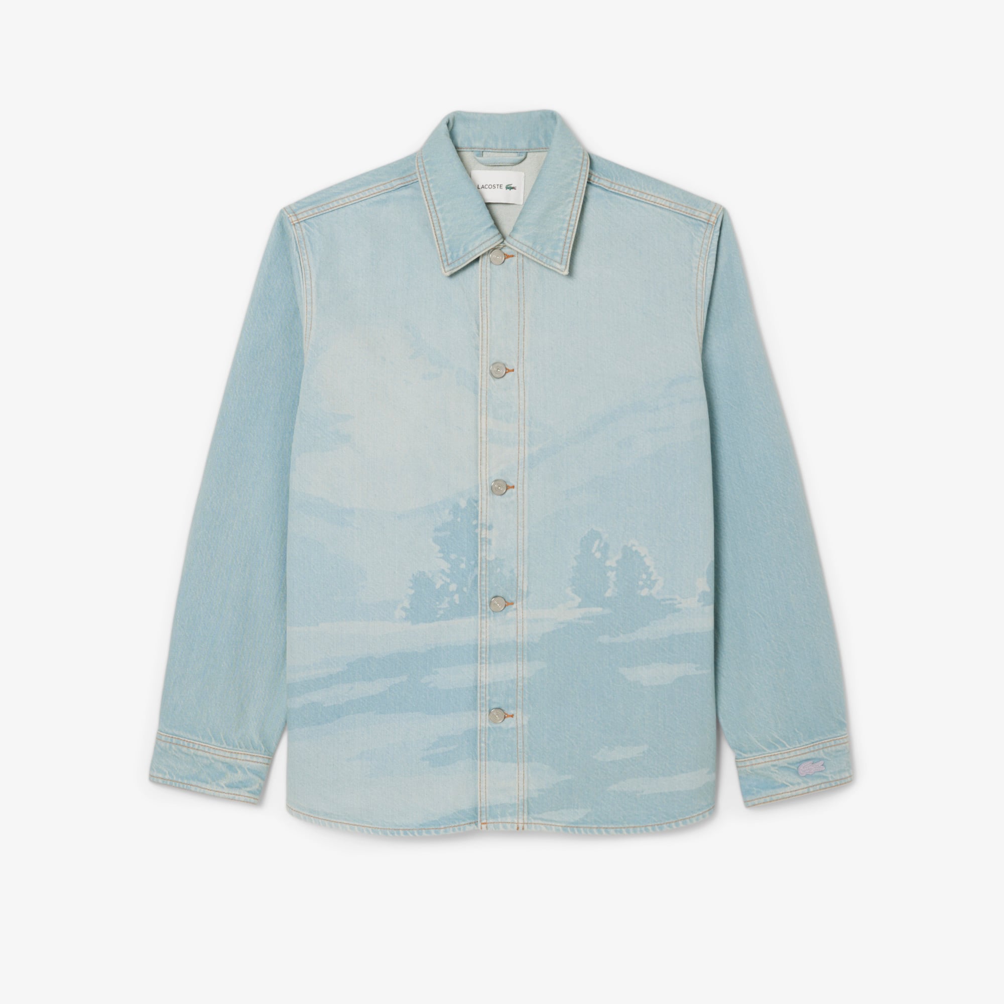 Landscape Motif Denim Overshirt - Men's Long Sleeves Shirts - New