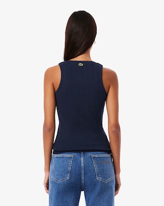 Slim Fit Pointelle Knit Cotton Tank Top