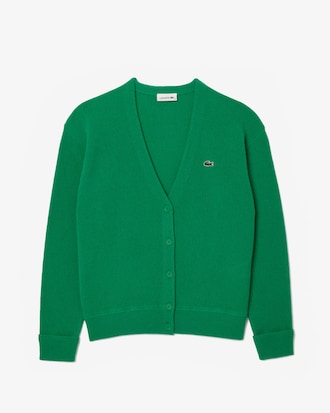 Relaxed Fit V Neck Wool Cardigan