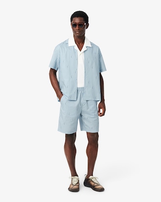 Crocodile Print Stripe Cotton Shorts