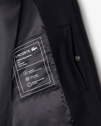 Zipped Padded Wool Aviator Jacket