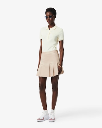 Short Stretch Cotton Pleated Skirt