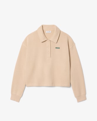 Oversized Ribbed Polo Collar Sweatshirt
