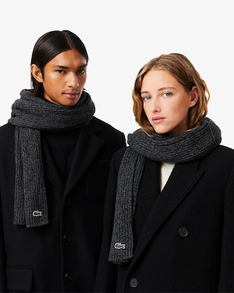 Mercerized Carded Wool Rib Knit Scarf