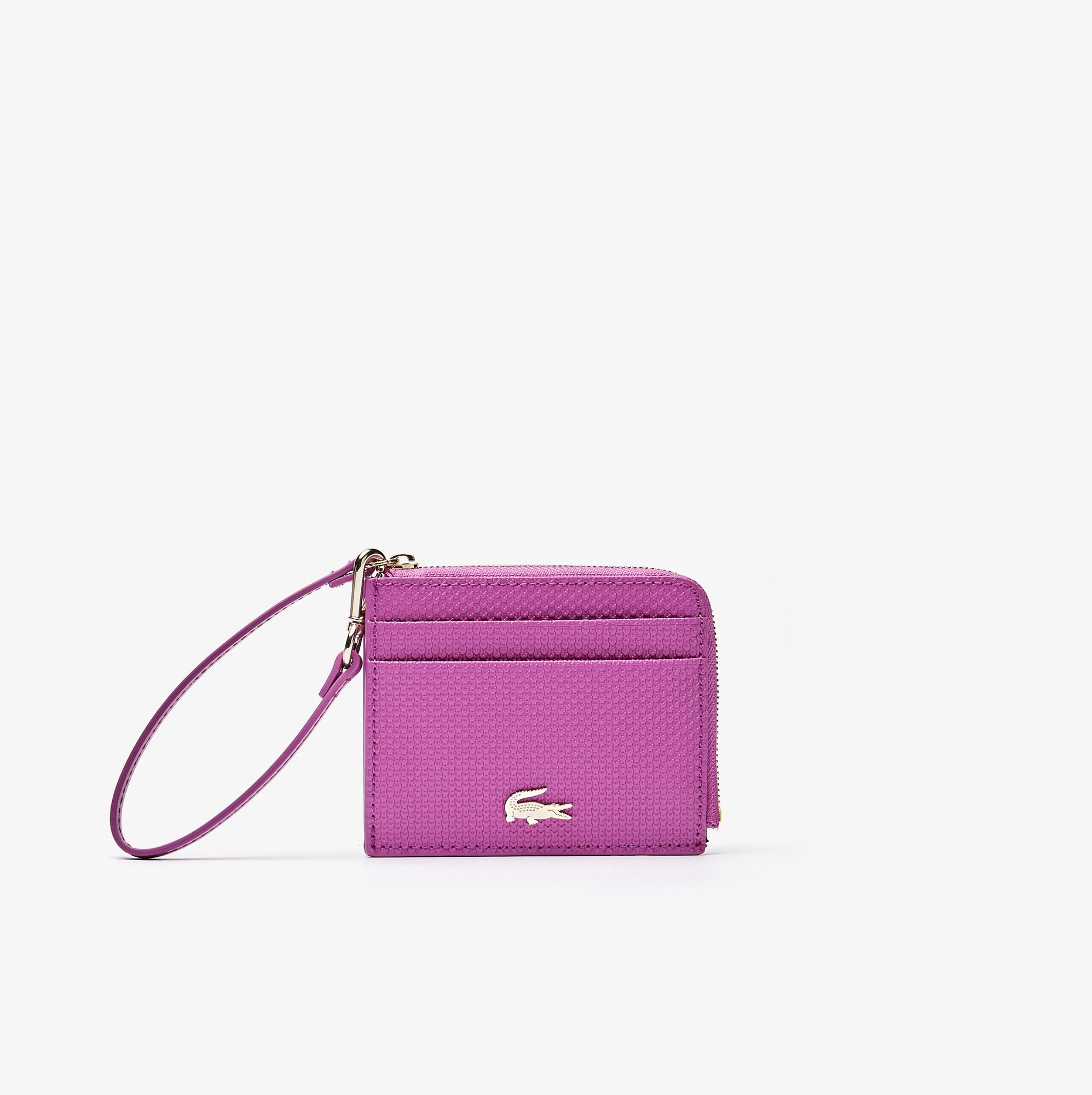 Lacoste Women's Chantaco Small Piqué Leather Zip Card Holder. 1