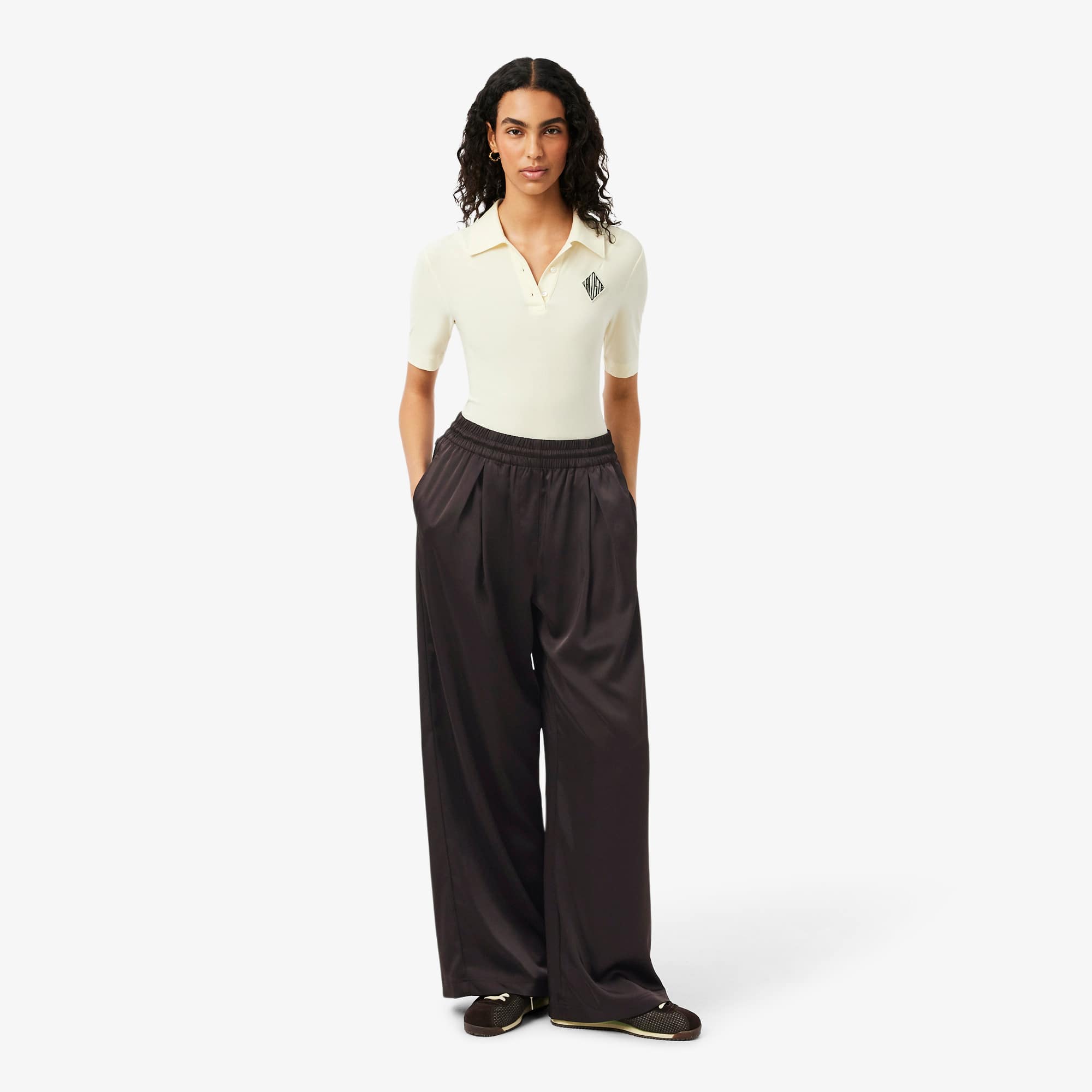 Oversized Elasticated Satin Pants - Women's Trousers & Shorts