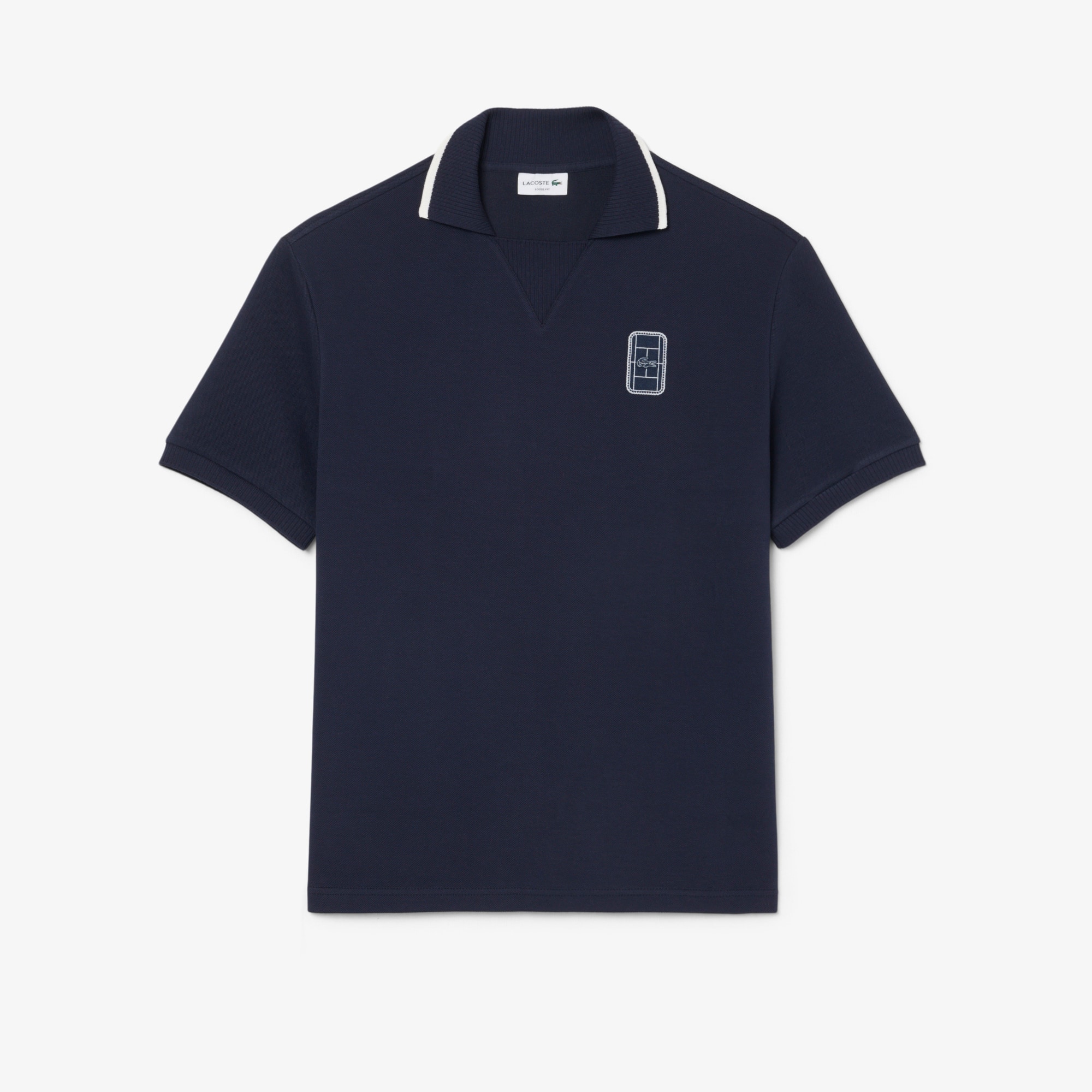 Loose Fit Embroidered Badge Piqué Polo Shirt - Men's Short Sleeves