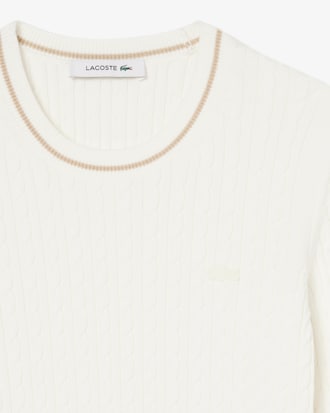 Stripe Accent Cable Knit Sweater