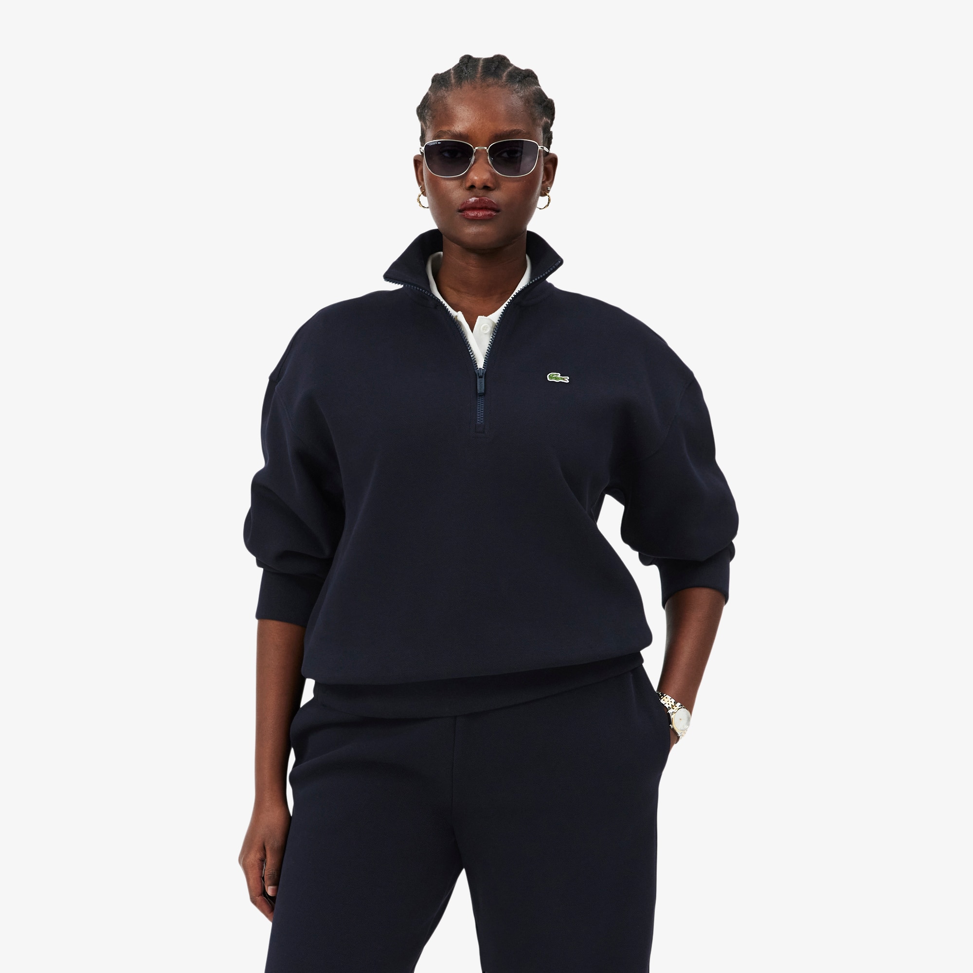 2026ssENFÖLD HIGH-NECK WIDE PULLOVER High Neck Zipped Piqué Sweatshirt - undefined - New In 2026 | Lacoste