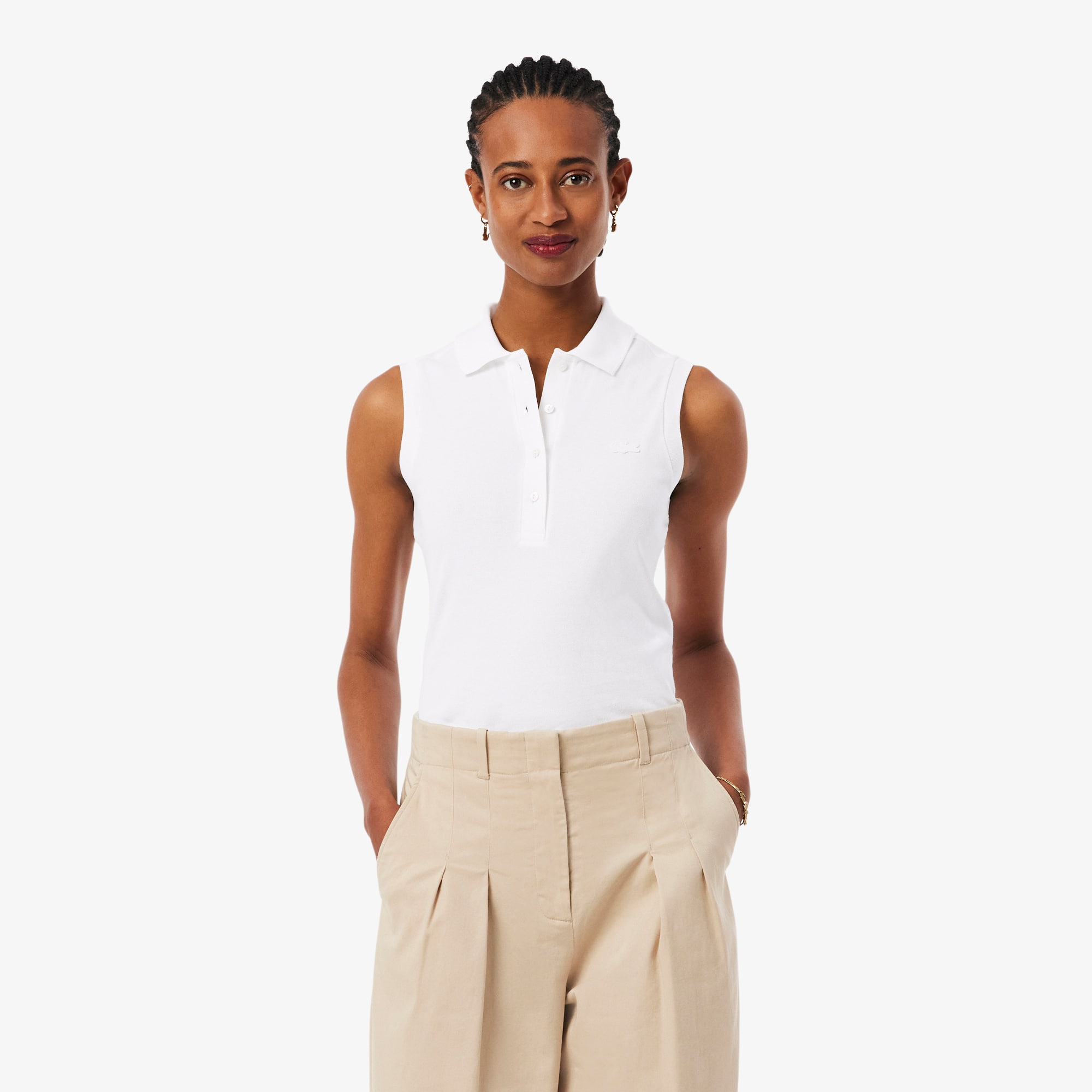 Slim Fit L.12.D Sleeveless Stretch Polo Shirt - Women's Short