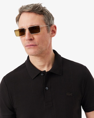 Regular Fit Ribbed Knit Polo Shirt