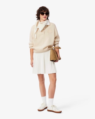 Badge Accent Wool Polo Collar Sweater