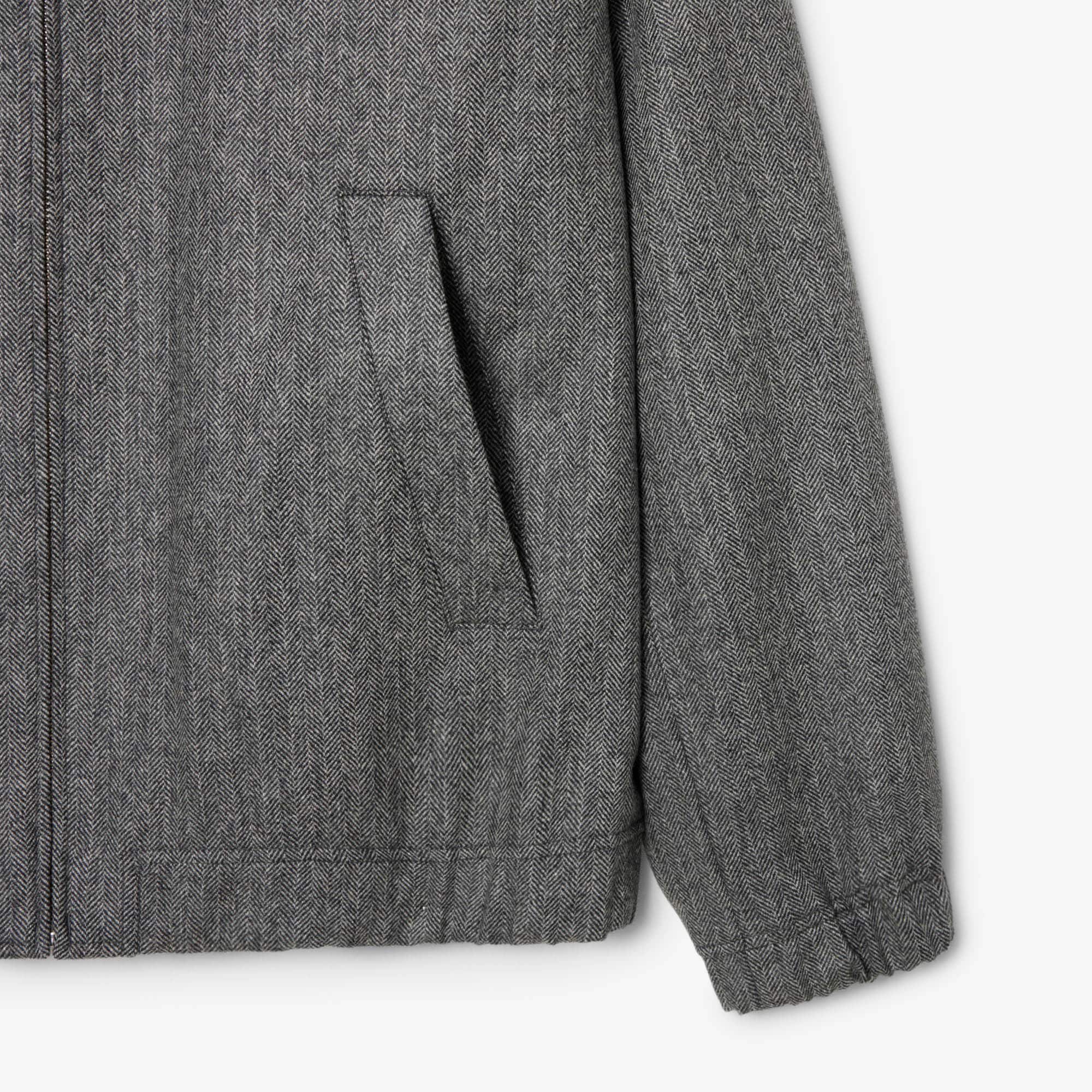 Grey Lacoste Coach Jacket Wool Harrington Jacket Men's Jackets