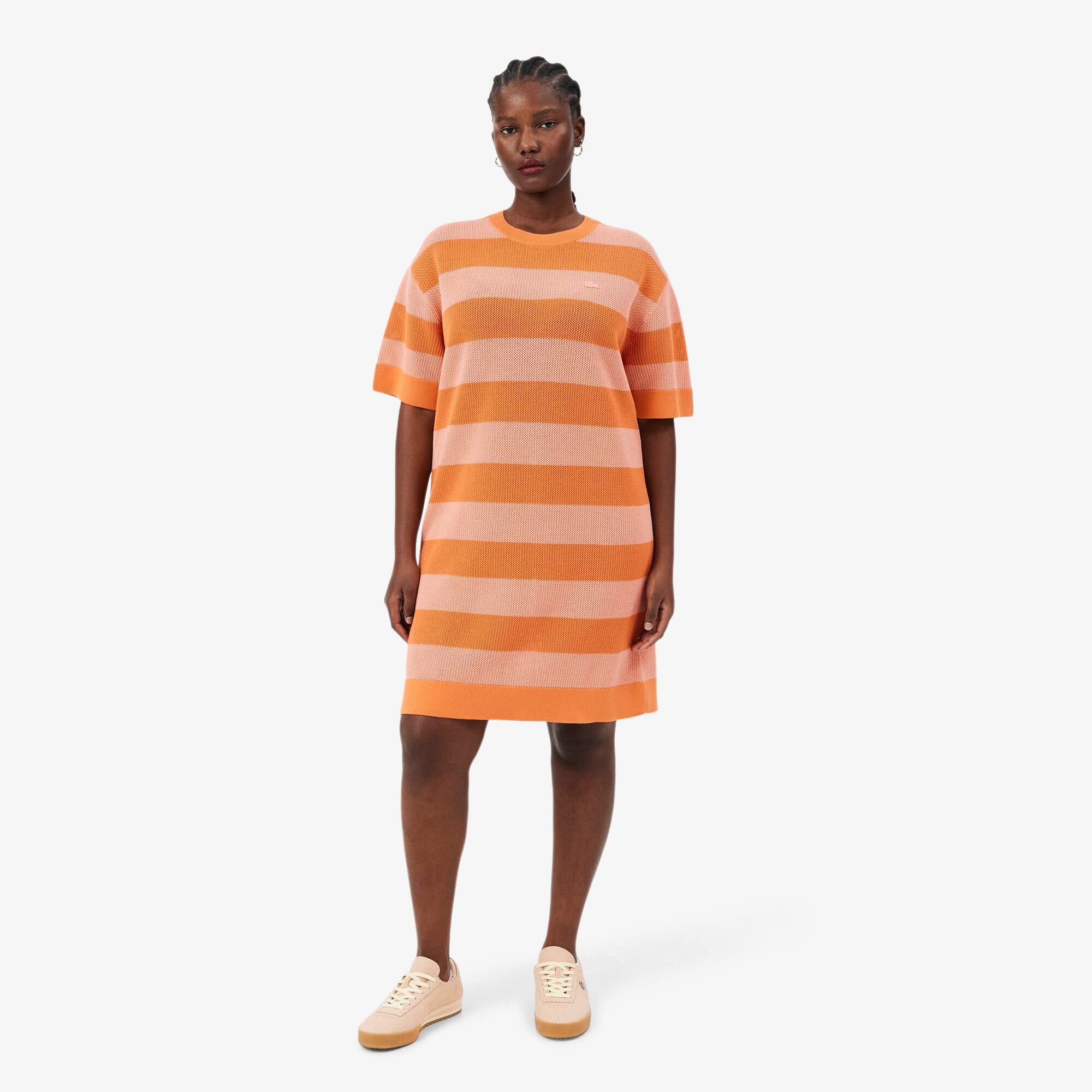 Striped Mesh Knit T-shirt Dress - Women's dresses & skirts - New