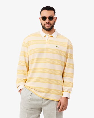 Relaxed Fit Striped Piqu&eacute; Rugby Polo Shirt