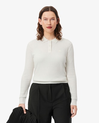 Regular Fit Ribbed Knit Polo Shirt