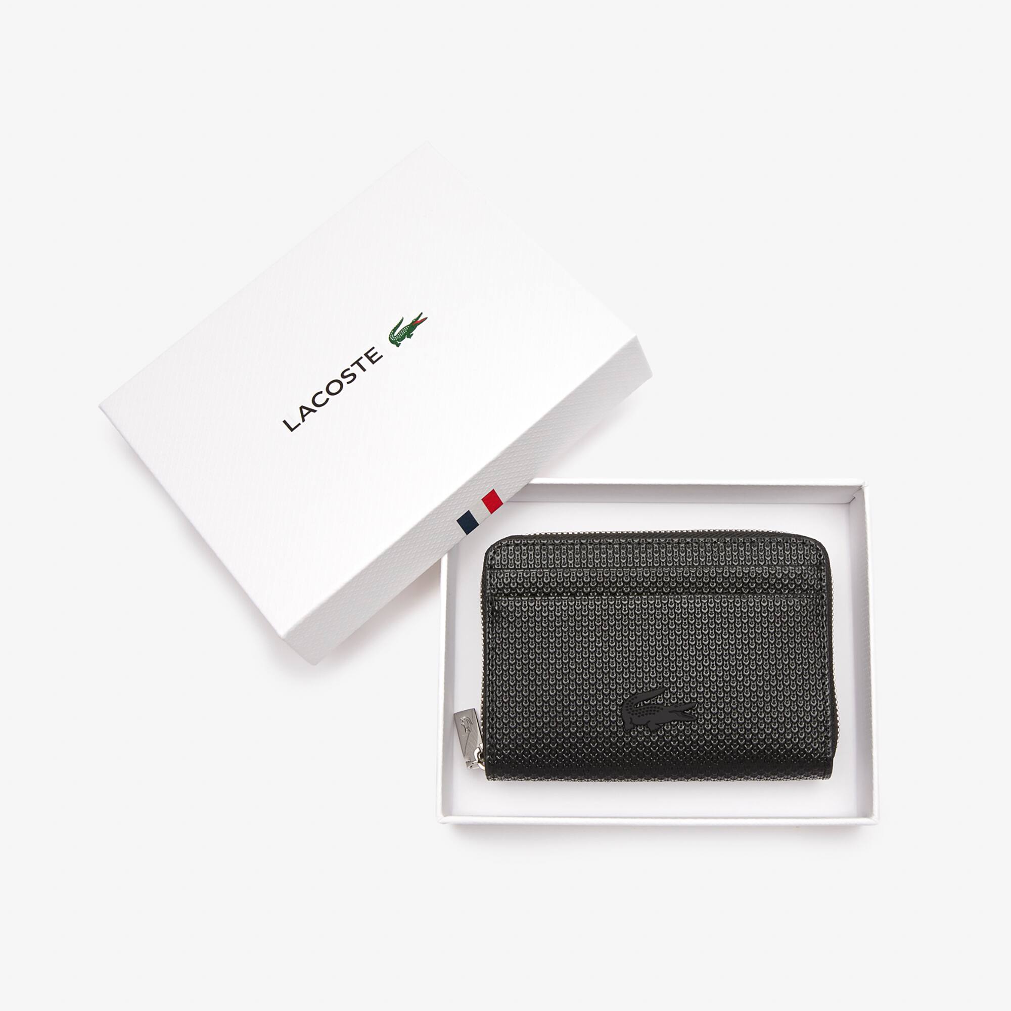 早期完売★LACOSTE★Chantaco Classics Zipper Coin Wallet人気 Genuine LACOSTE Chantaco LEATHER BI-FOLD PURSE Wallet Coin