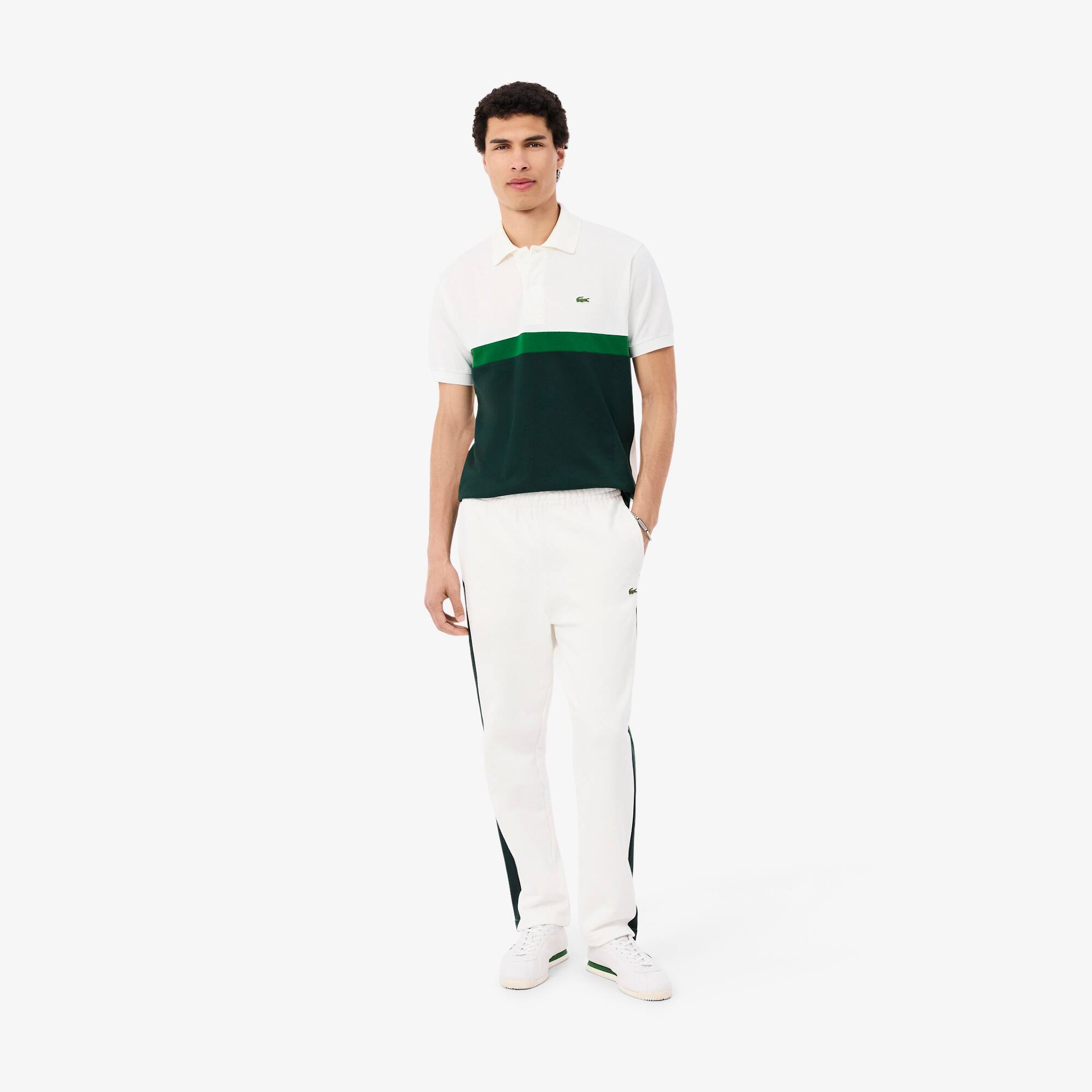 Lacoste Colour-Block Sweatpants Size 8 - 3XL White / Green