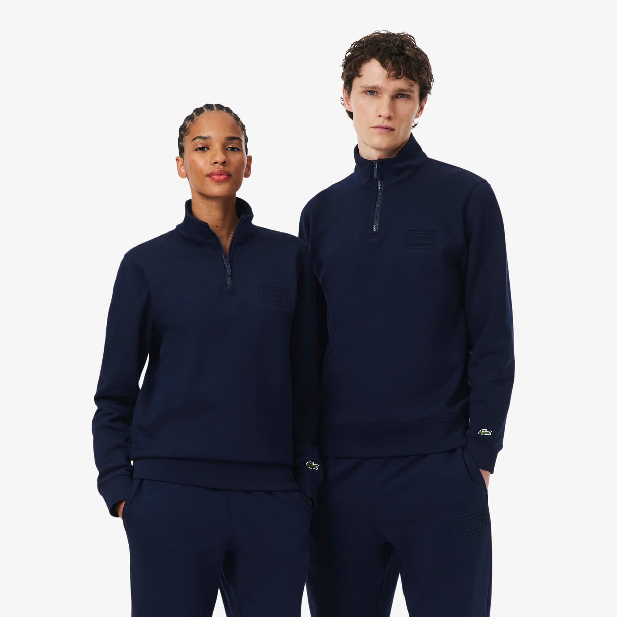 High Neck Embossed Zipped Sweatshirt - Men's Sweatshirts - New In