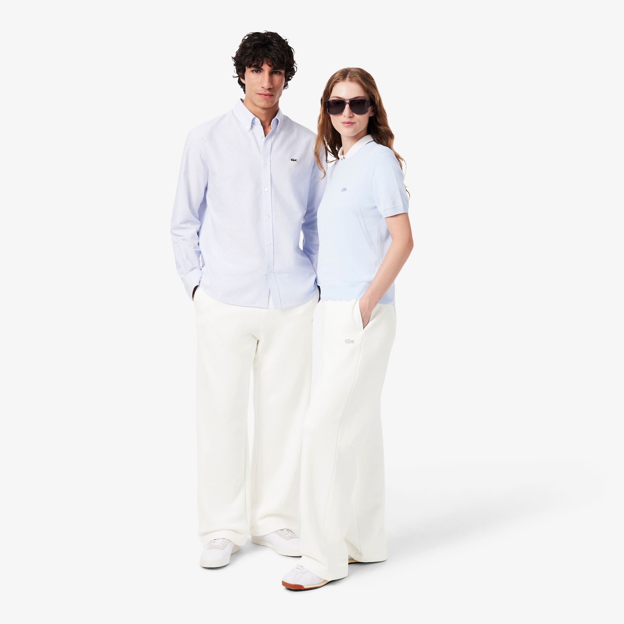 Lacoste Loose Fit Fleece Joggers Size S White