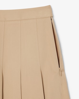 Short Stretch Cotton Pleated Skirt