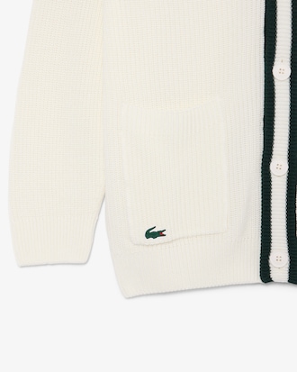 Badge Accent Wool Blend Golf Cardigan