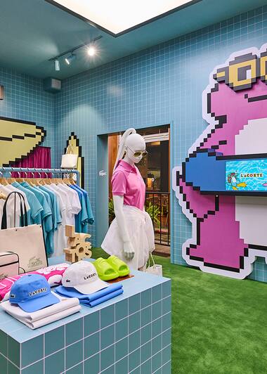 Lacoste pop-up store in Shanghai for the "Summer Attitude" collection.