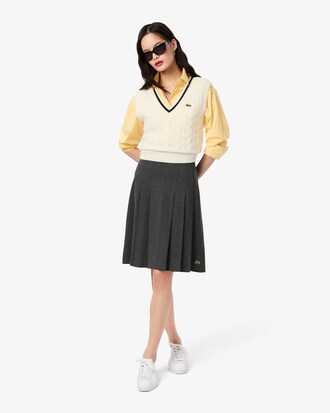 Pleated Flannel Midi Skirt