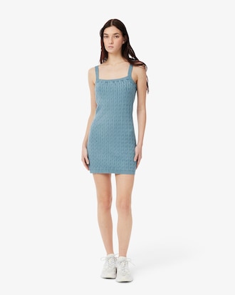 Washed Effect Cable Knit Dress