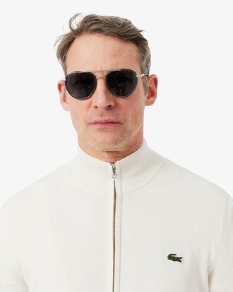 Zipped High Neck Cotton Sweater