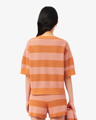 Striped Mesh Knit T-shirt