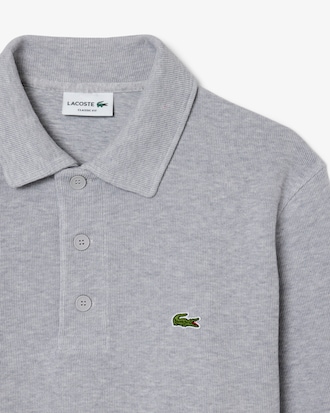 Ribbed Cotton Polo Collar Sweatshirt