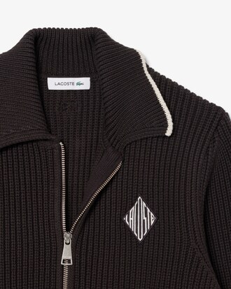 Zipped Cotton Badge Accent Sweater