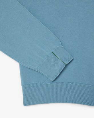 Zipped High Neck Cotton Sweater