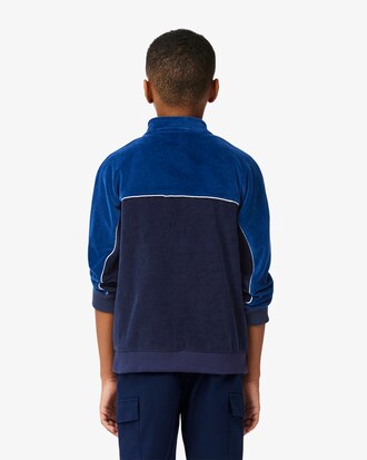 Zip-Up Colour-Block Velour Sweatshirt