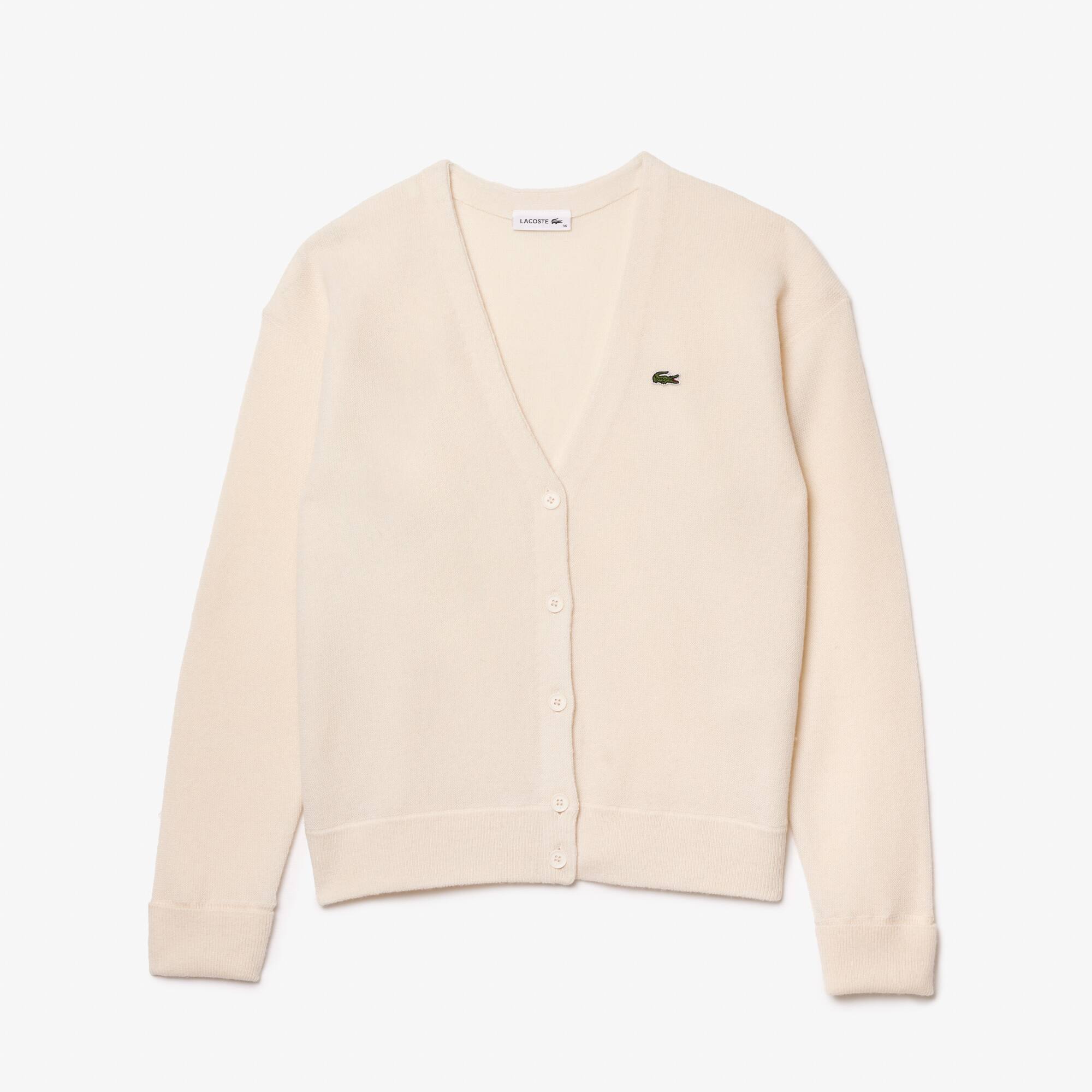 Women's Lacoste V-Neck Wool Cardigan 