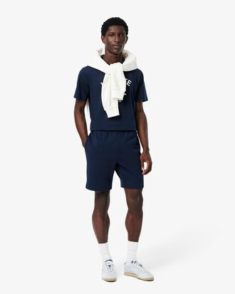 Printed cotton fleece shorts