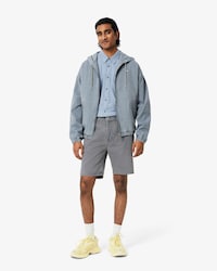 Washed Effect Dyed Denim Bermuda Shorts