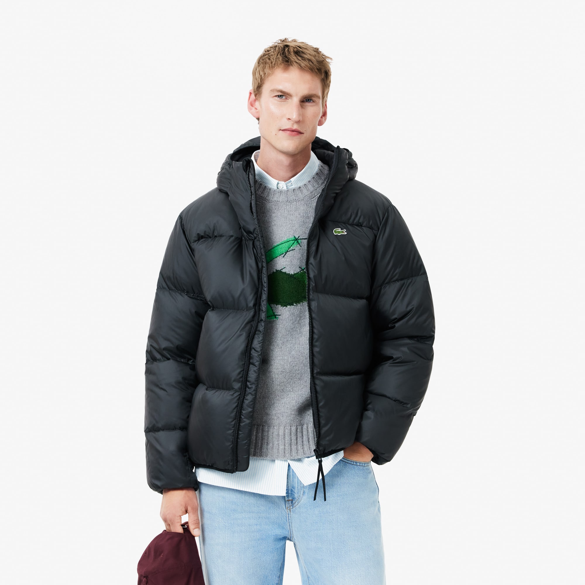 Short Water Repellent Hooded Puffed Jacket