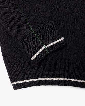 Cotton and Wool Blend Long Sleeved Polo Shirt