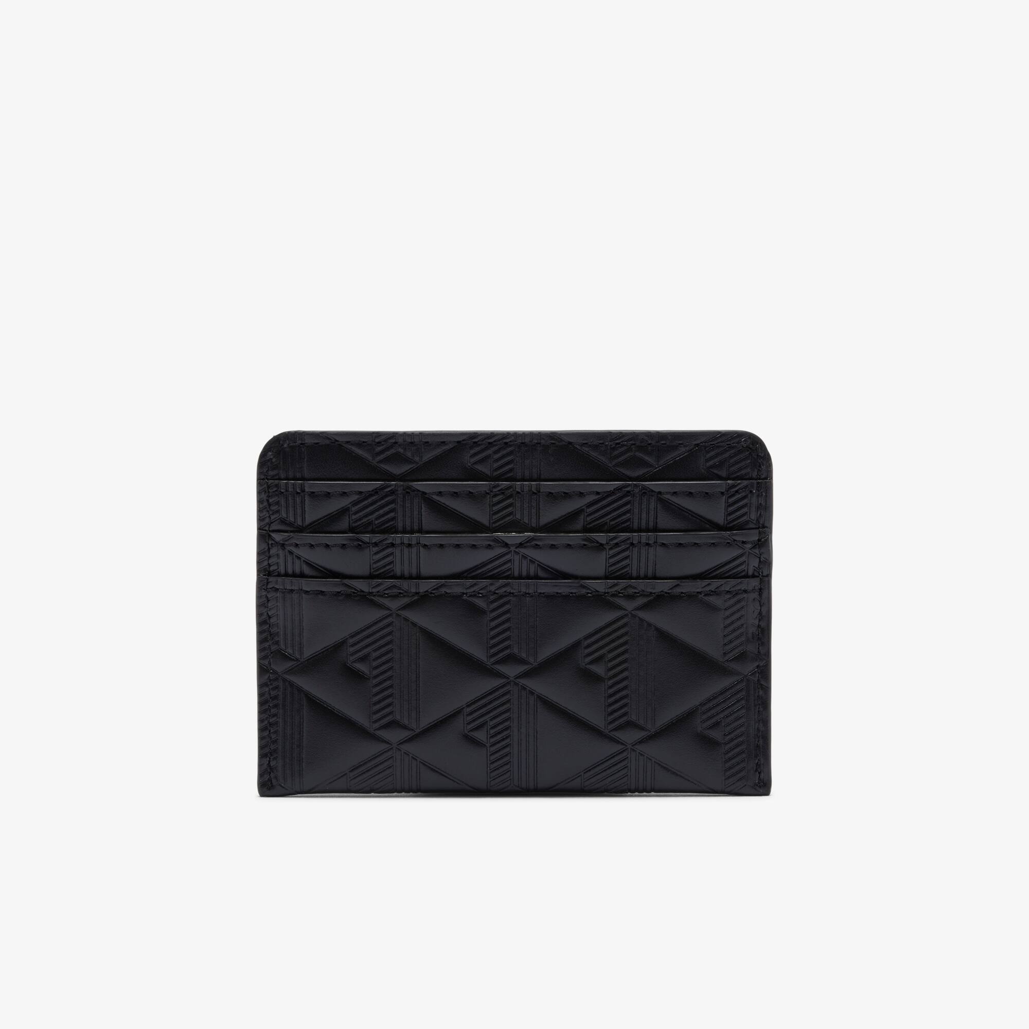 ★LACOSTE★ Women's Maheki Card Wallet Black NF4828M55G000 Maheki Embossed Leather Card Holder - Women's Wallets
