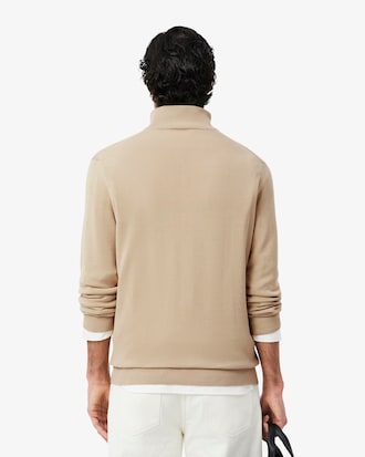 Zipped High Neck Cotton Sweater