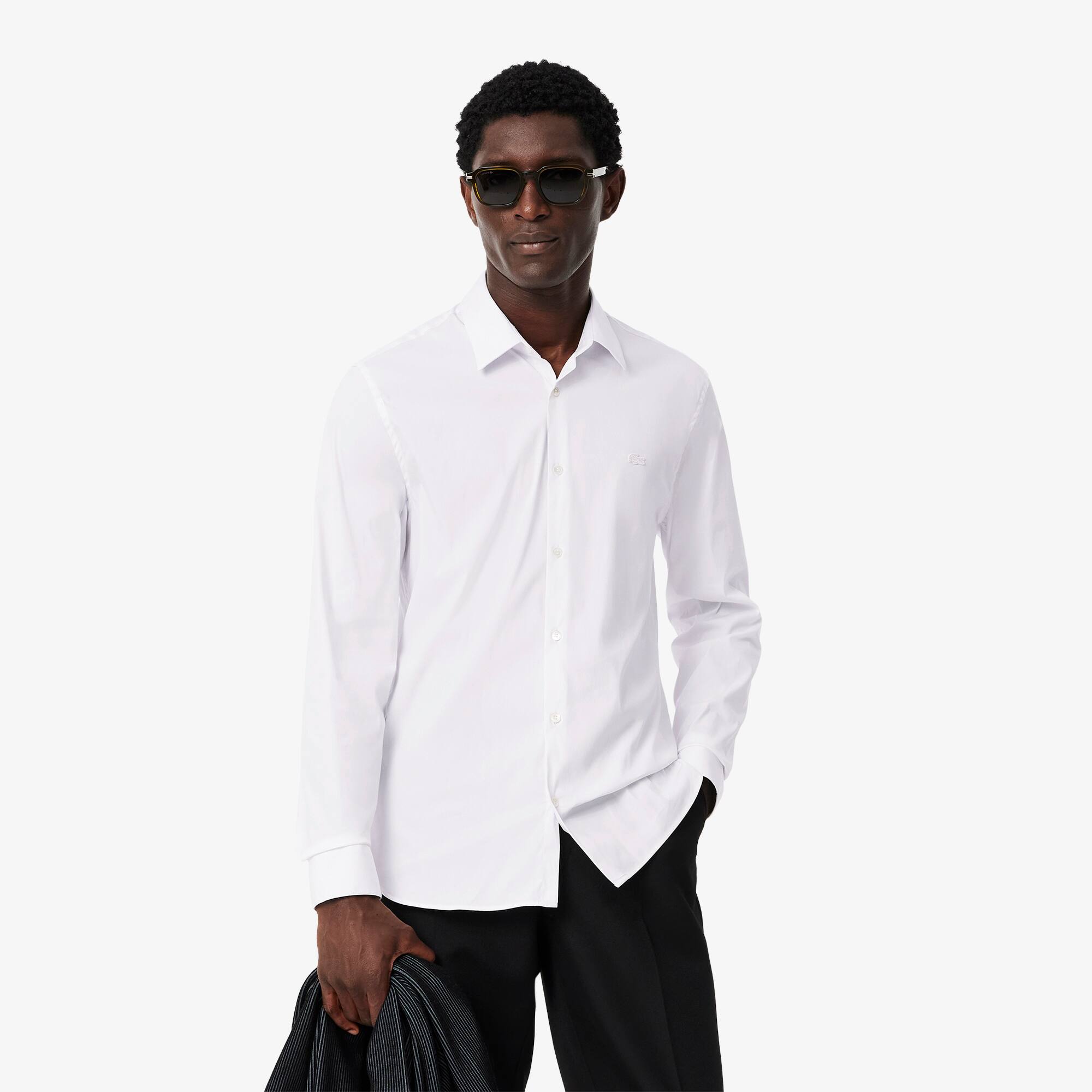 Men s Lacoste Slim Fit French Collar Cotton Poplin Shirt
