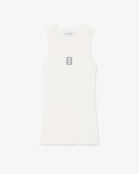 Slim Fit Badge Accent Rib Knit Tank Top