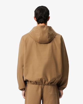 Badge Accent Water-Repellent Canvas Half Zipped Jacket