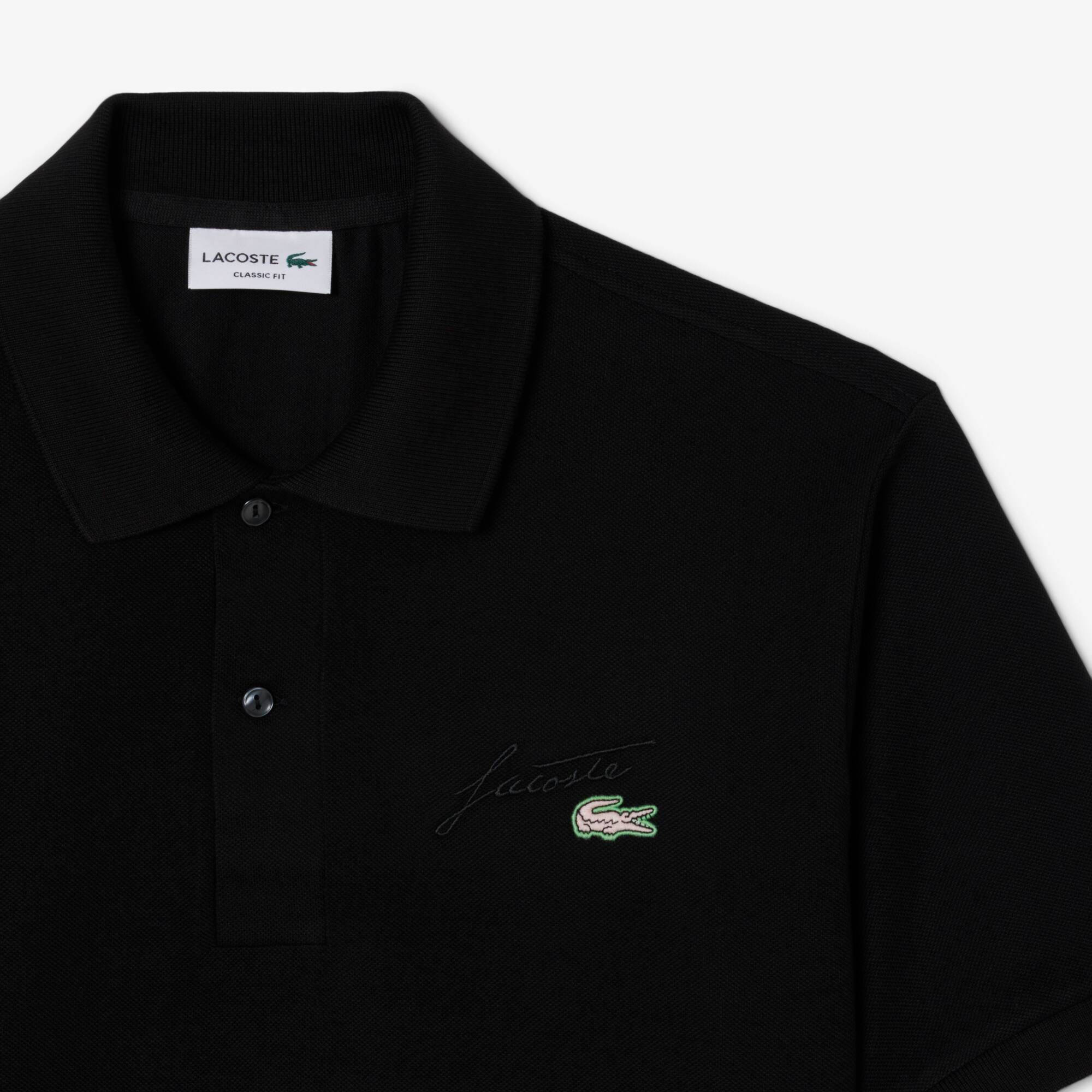 Classic Fit Embroidery Detail Piqué Polo Shirt - Men's Short