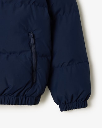 Embroidered Crocodile Hooded Puffed Jacket