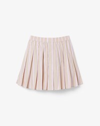 Poplin Short Striped Pleated Skirt
