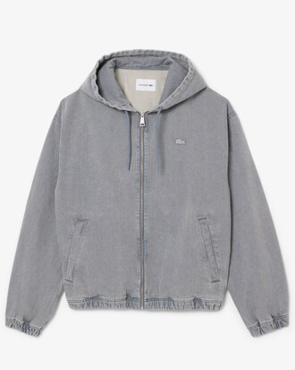 Washed Effect Denim Hooded Jacket